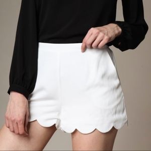 Naked Zebra Scalloped Shorts- White